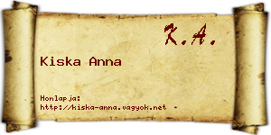 Kiska Anna névjegykártya